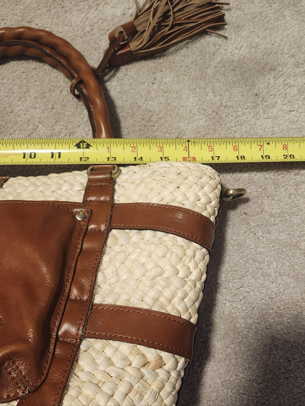 Patricia Nash Leather & Straw Woven Tote Purse EUC - Picture 6 of 10